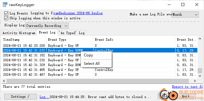 rawKeyLogger(鍵盤操作記錄器)