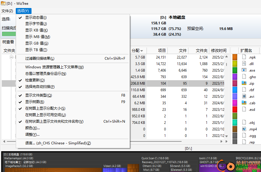 wiztree(磁盘文件大小分析器)