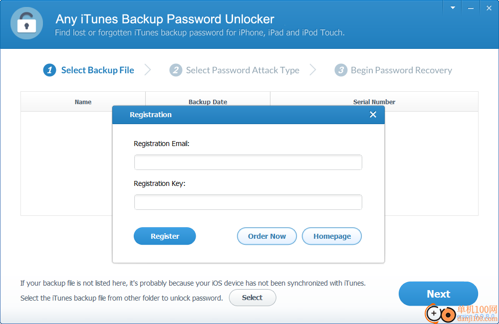 Any iTunes Backup Password Unlocker(iTunes備份密碼解鎖軟件)