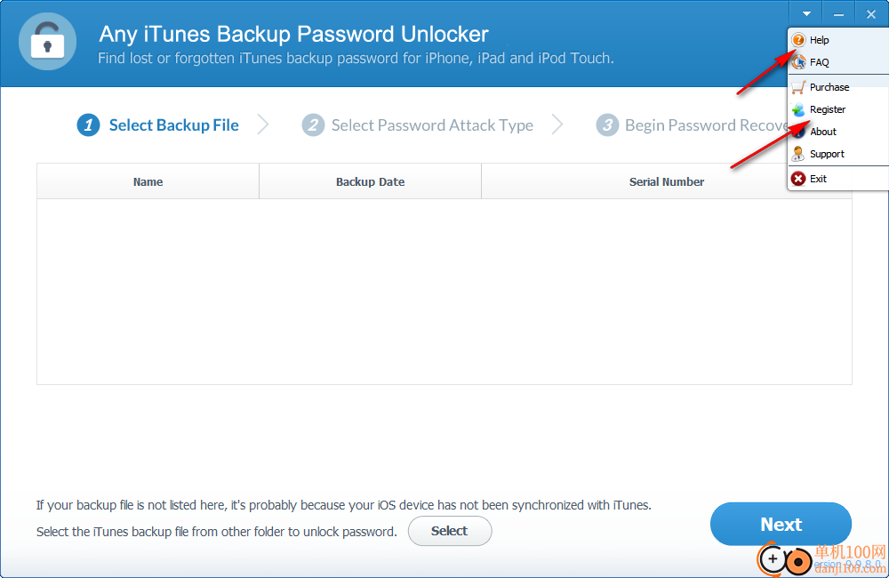 Any iTunes Backup Password Unlocker(iTunes備份密碼解鎖軟件)