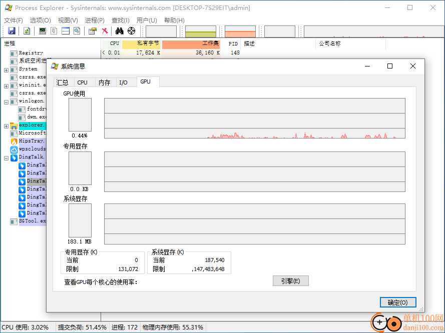process explorer(进程资源管理器)