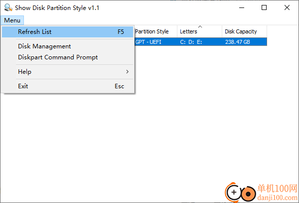 Show Disk Partition Style(显示磁盘分区样式)