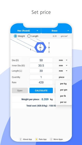 MetCal快速金属重量计算app